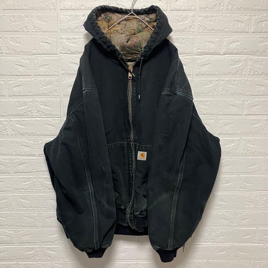 ●H14【US輸入】【ボロ】カーハート アクティブジャケット ブラック【2XL】