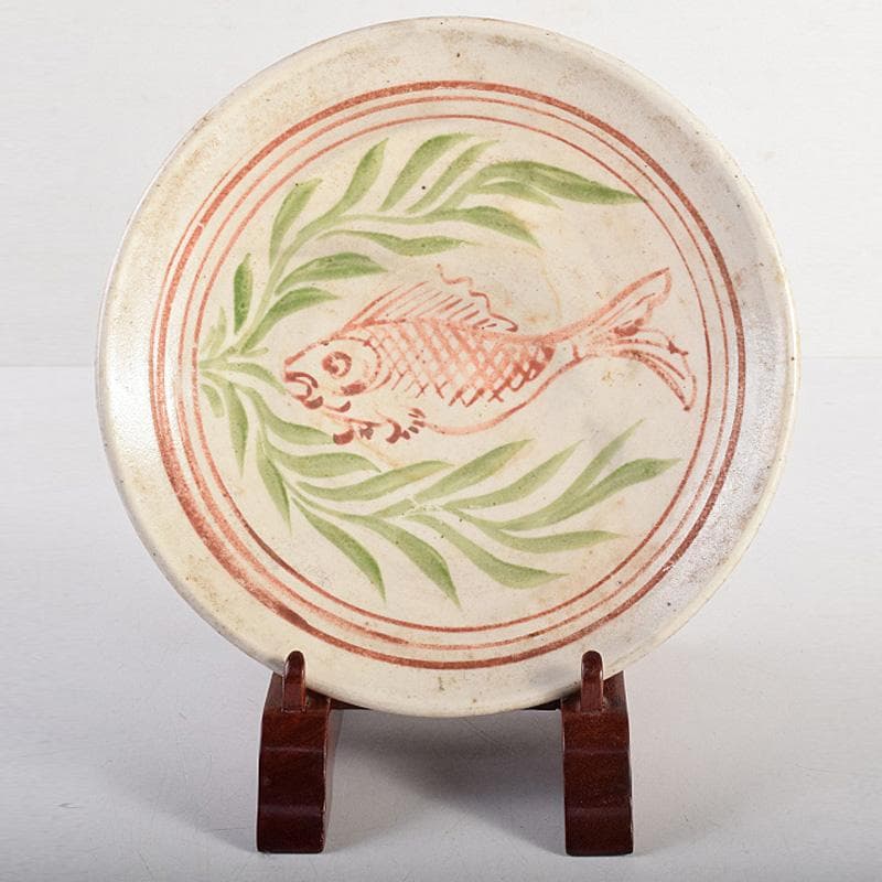 中国　赤絵　魚藻文盤　皿　V　R8757