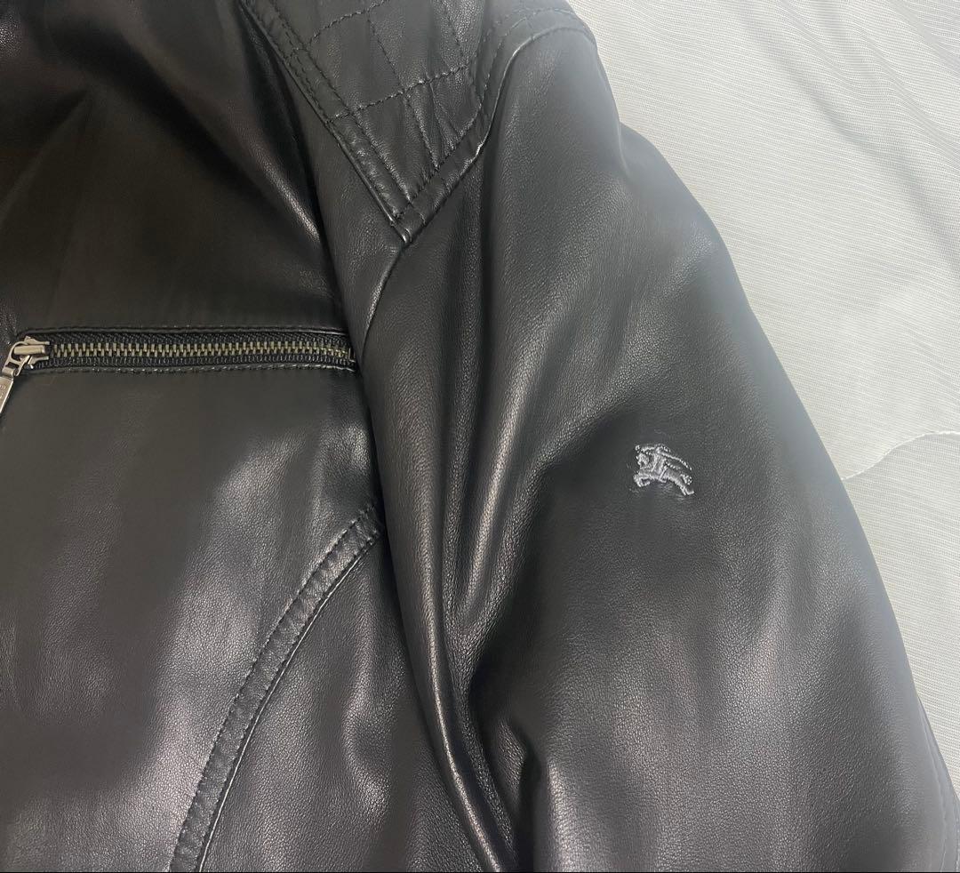 バーバリーブラックレーベル　ラムレザーライダースジャケット　ブルゾン