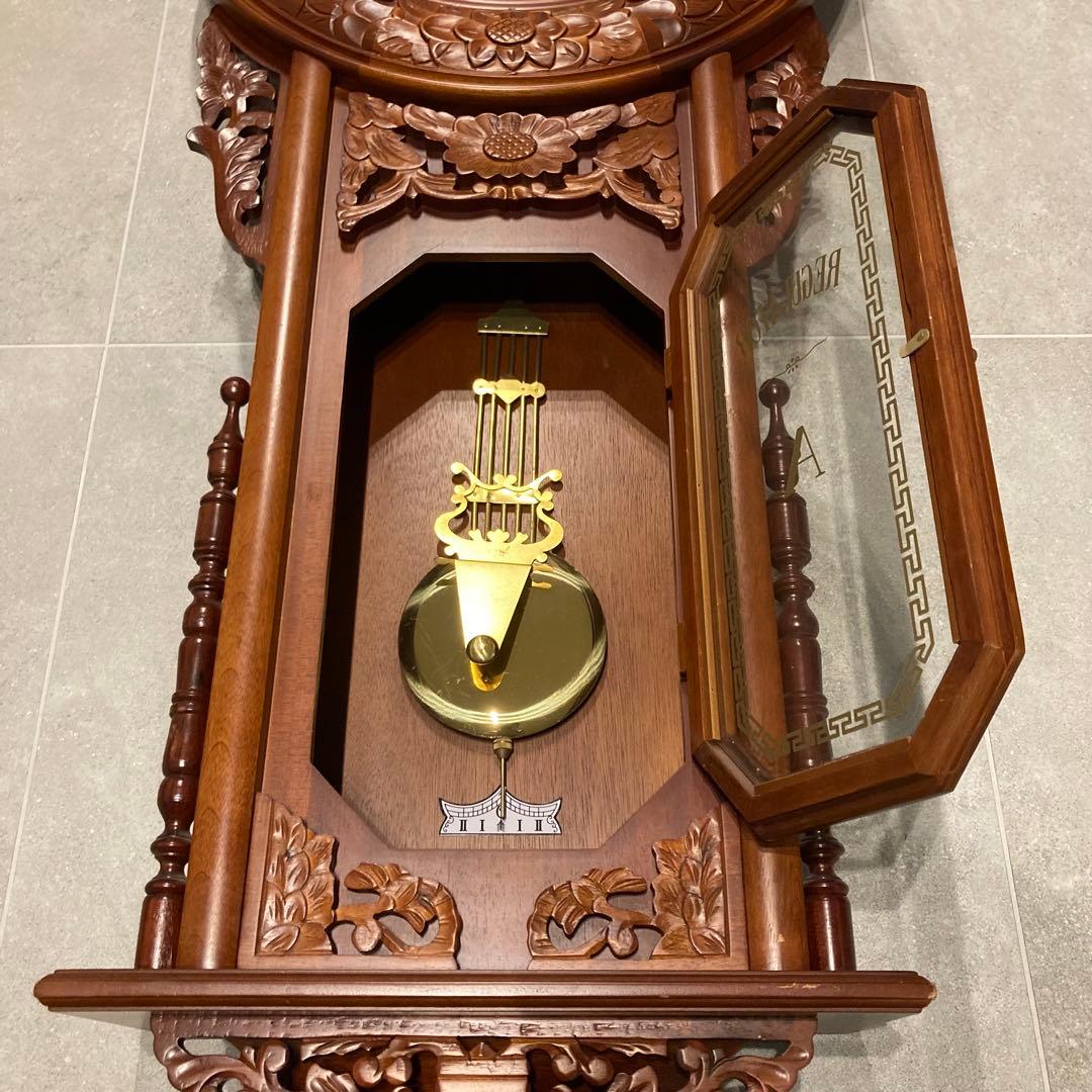 beacon 掛時計 木製 ボンボン ゼンマイ式 木彫 特大 126㎝ 貴重