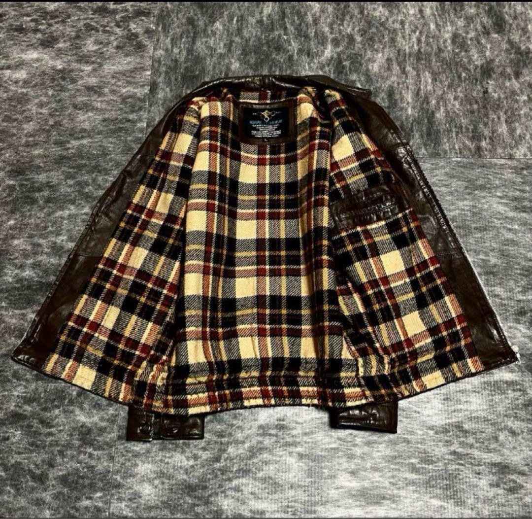 ヴィンテージ レザージャケット ダークブラウン　牛革　短丈