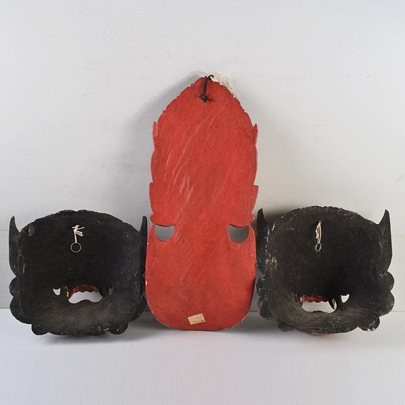 バリ島　インドネシア　彩色木彫　面　マスク　3点まとめて　N　R9428B