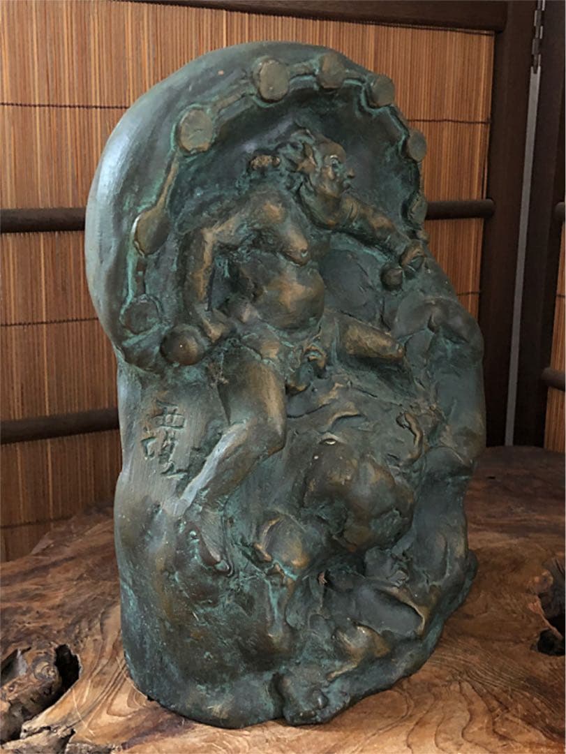 希少 時代 雷神像 仏像 銅製 ブロンズ 北村西望 文化勲章受賞 日本芸術会員