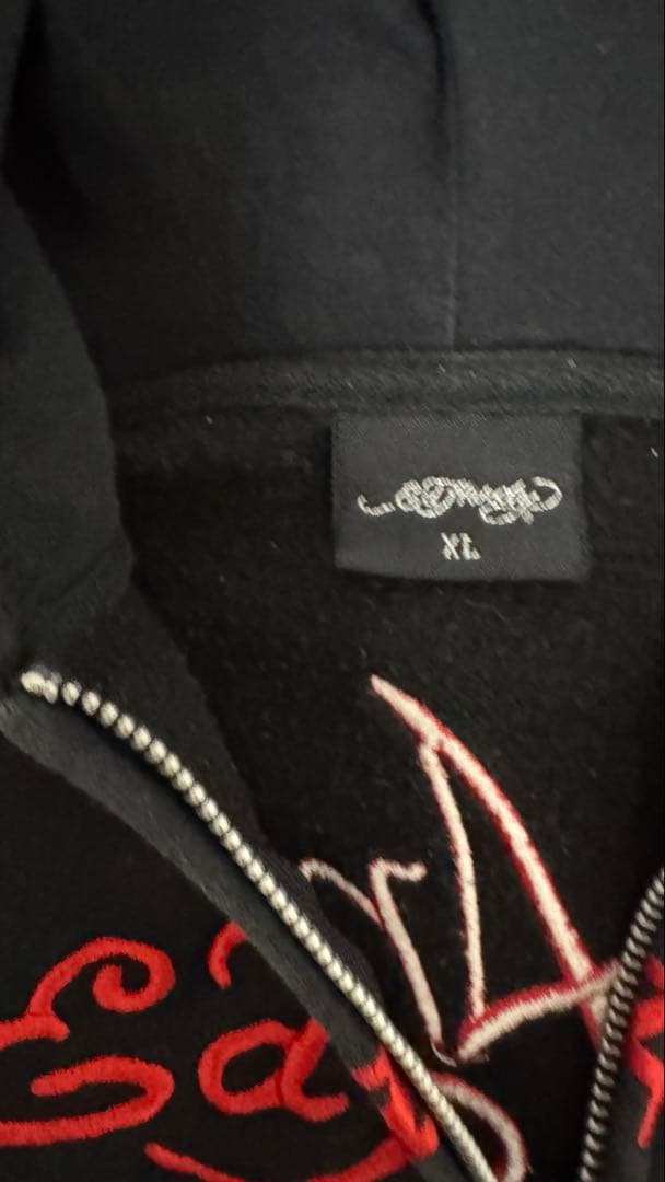 エドハーディー 十字架デザイン パーカー スカル ジップパーカー