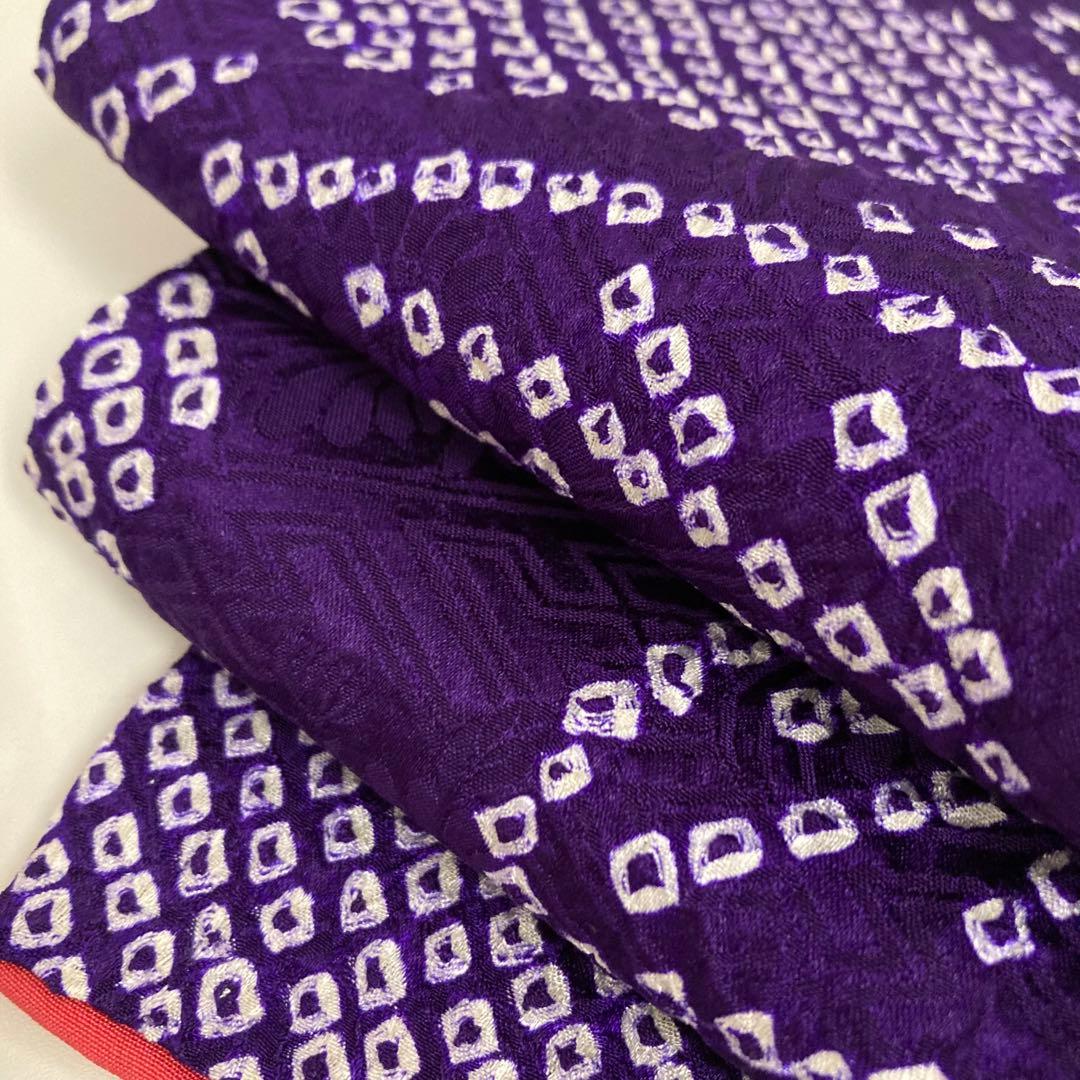 たべたいこ様 振袖 総絞り 鹿子絞り 紫単色 裄68 素敵なデザインT-5076