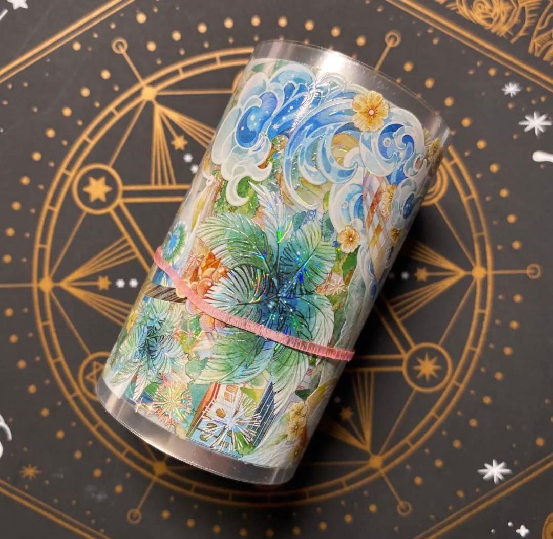 【9157】海外　中古巻　貝殻光マスキングテープ　夏　金魚　海　魚背景装飾系