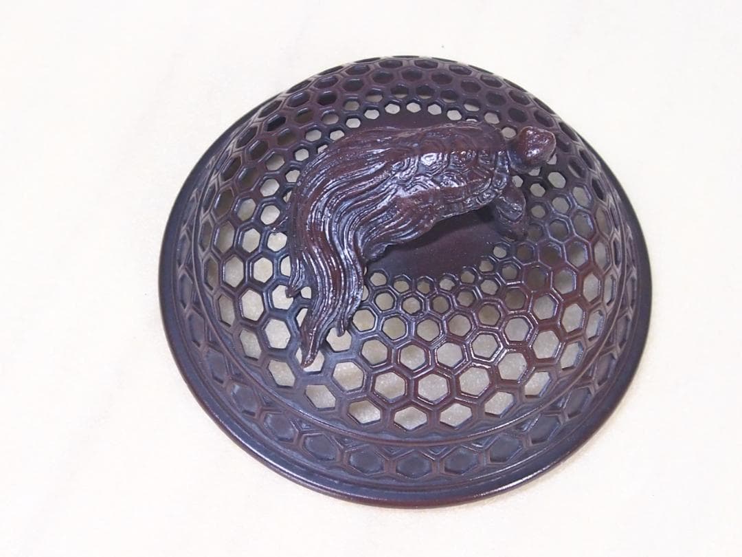 【未使用】高岡銅器 佐野宏采 華鶴 紋様香炉 彫金/繊細/鶴亀 茶道具/香道具
