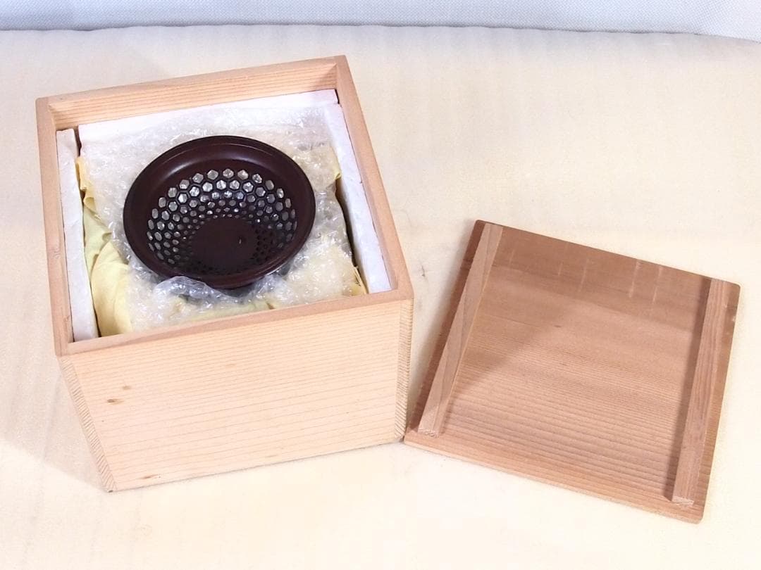 【未使用】高岡銅器 佐野宏采 華鶴 紋様香炉 彫金/繊細/鶴亀 茶道具/香道具