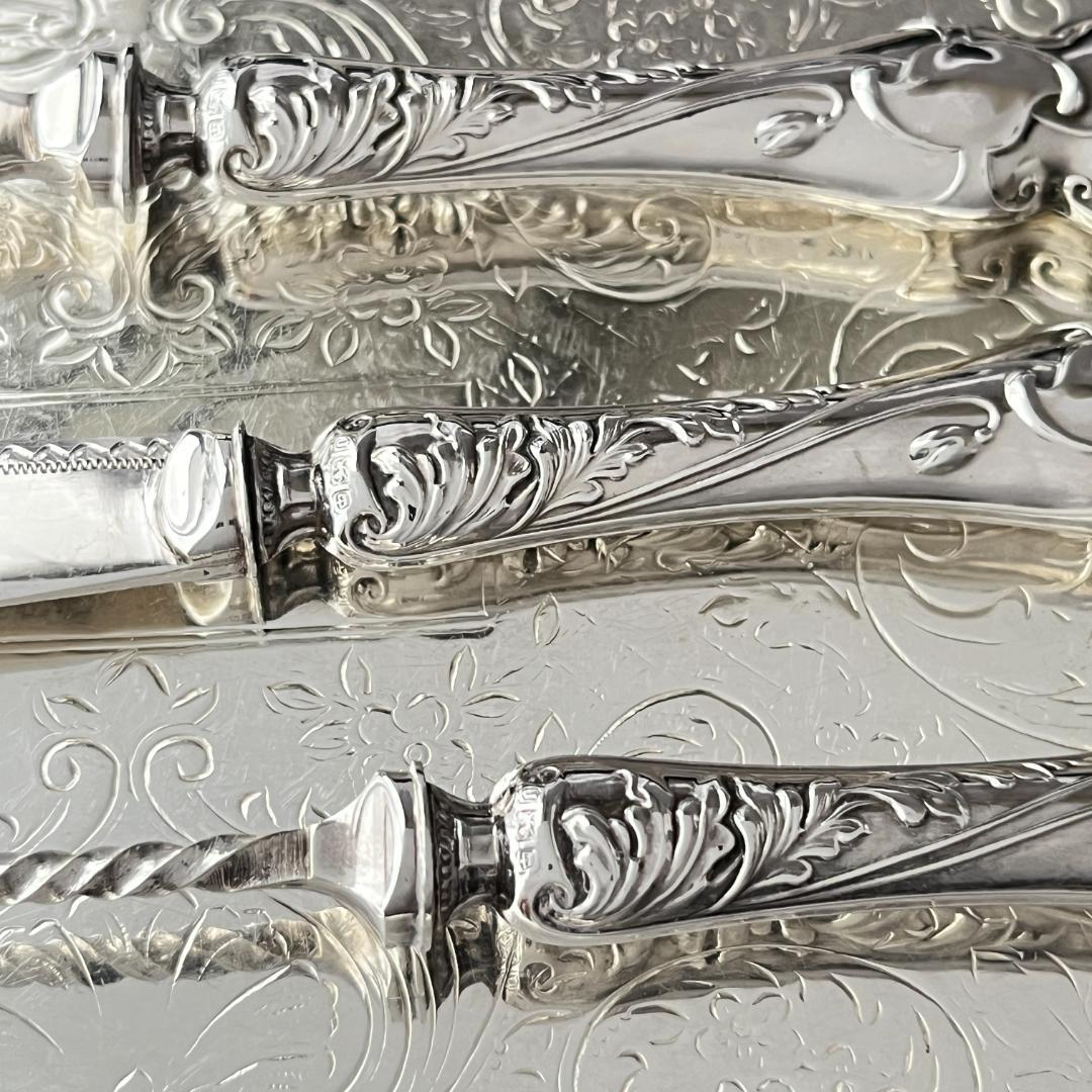 【英国】【純銀ハンドル】プレザーブスプーン / ピクルスフォーク /バターナイフ