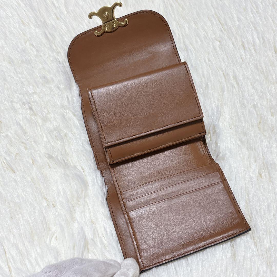 美品✨CELINE トリオンフ スモールフラップウォレット 三つ折り ブラウン