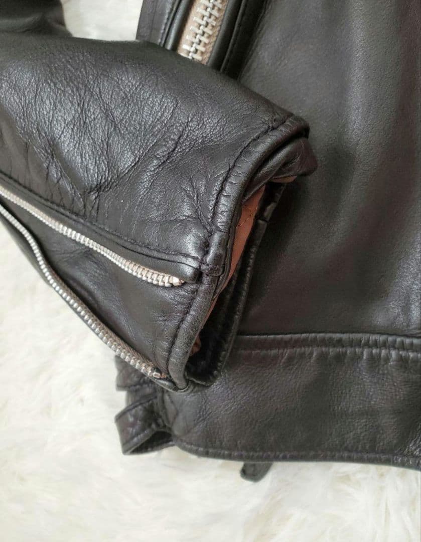 ⭐美品⭐ナノ・ユニバース　ラムレザー　シングルライダース　キルティング　中綿