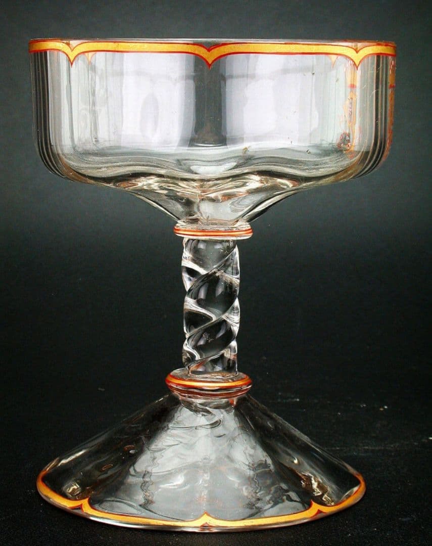 エミール・ガレ★エナメル彩★花装飾文★キャビネットグラス