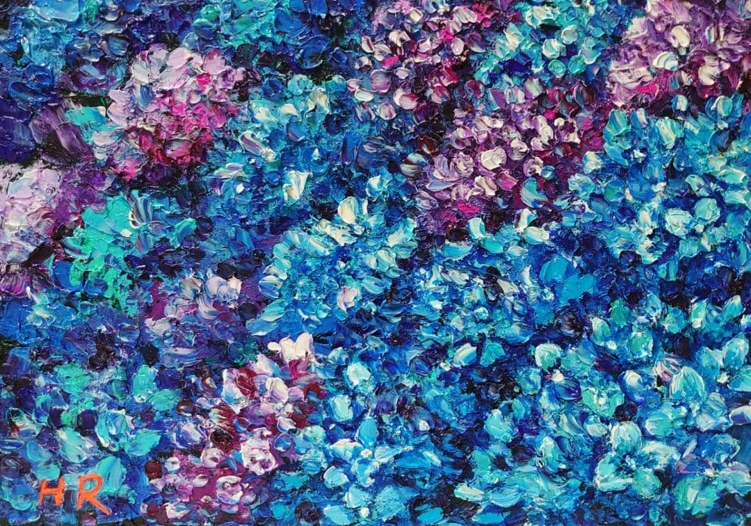 油絵 絵画【紫陽花畑】