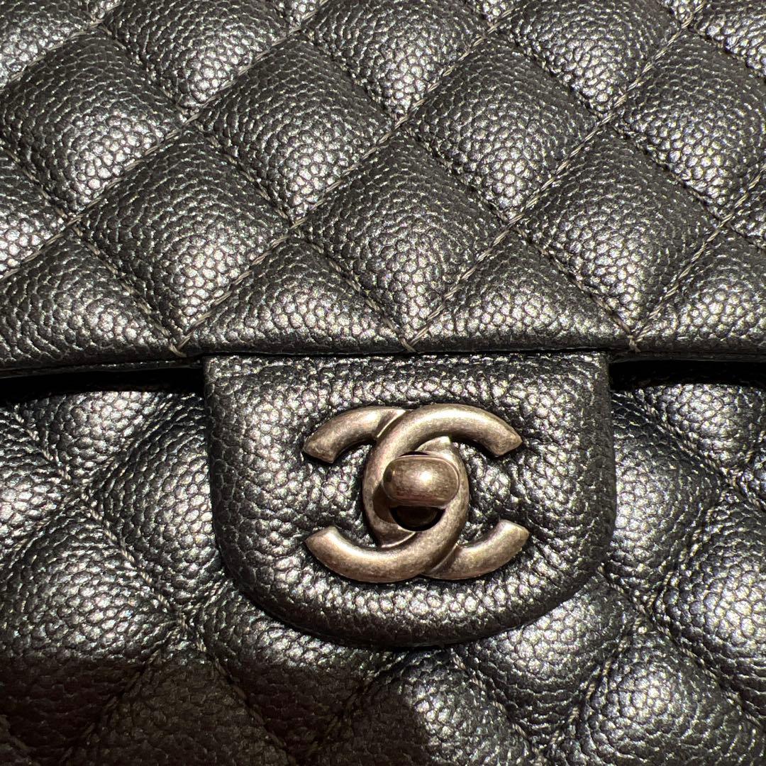 CHANEL マトラッセ キャビアスキン チェーンショルダーバッグ ダークグレー