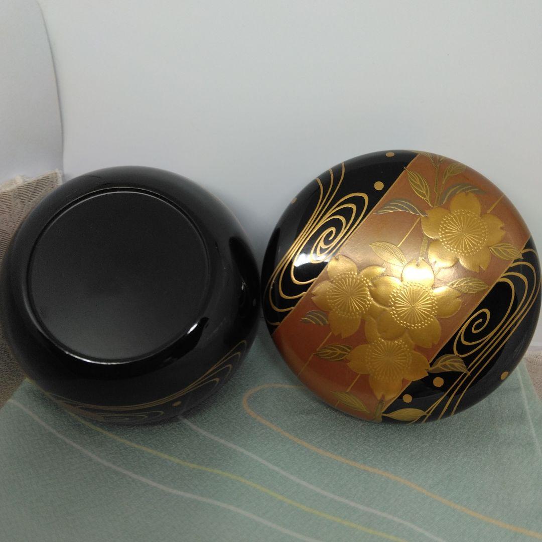 金彩花筏蒔絵 平棗 山中塗 倉山直彦作 共箱 茶道具