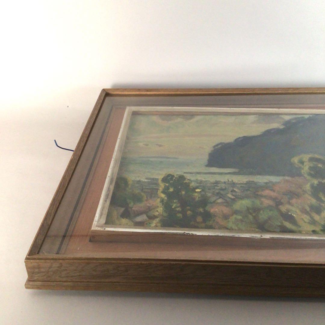 No3710額装　笹鹿彪　「熱海の朝」　油彩画10号　直筆サイン　絵画　送料無料