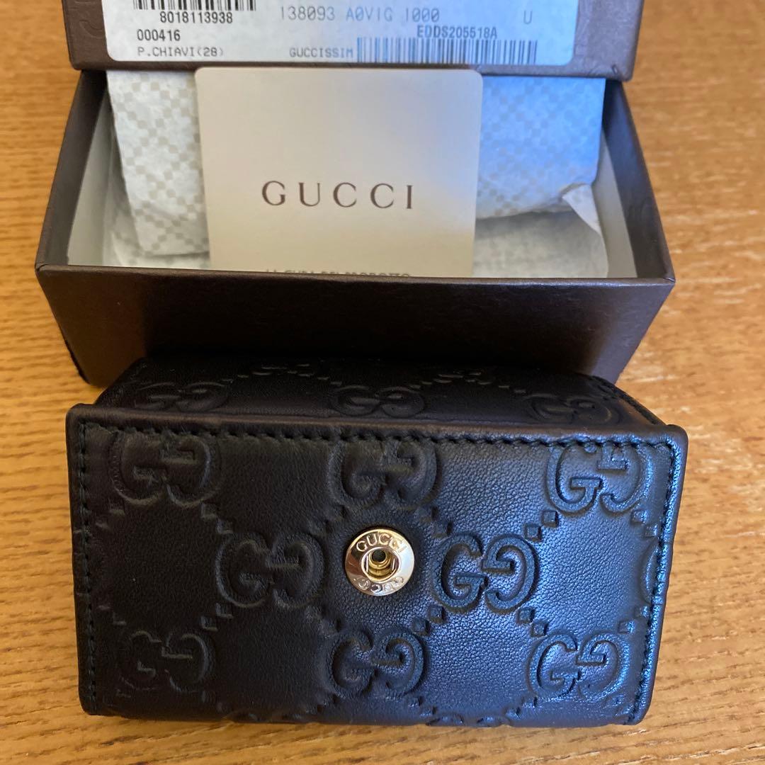 GUCCI 138093グッチキーケース レザー 黒 6連