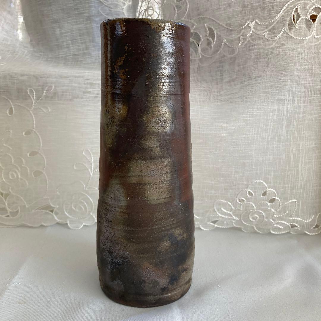 藤原雄作　人間国宝　備前焼　花入　　共箱