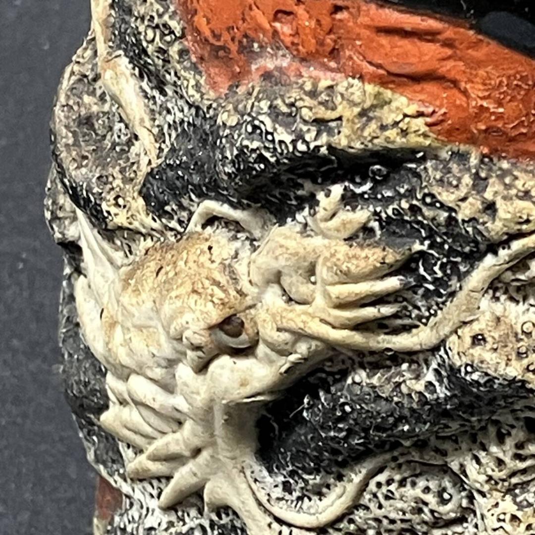 明治期　里帰り　隅田焼　龍図浮彫　マグカップ　井上 良斎　印銘　※訳あり