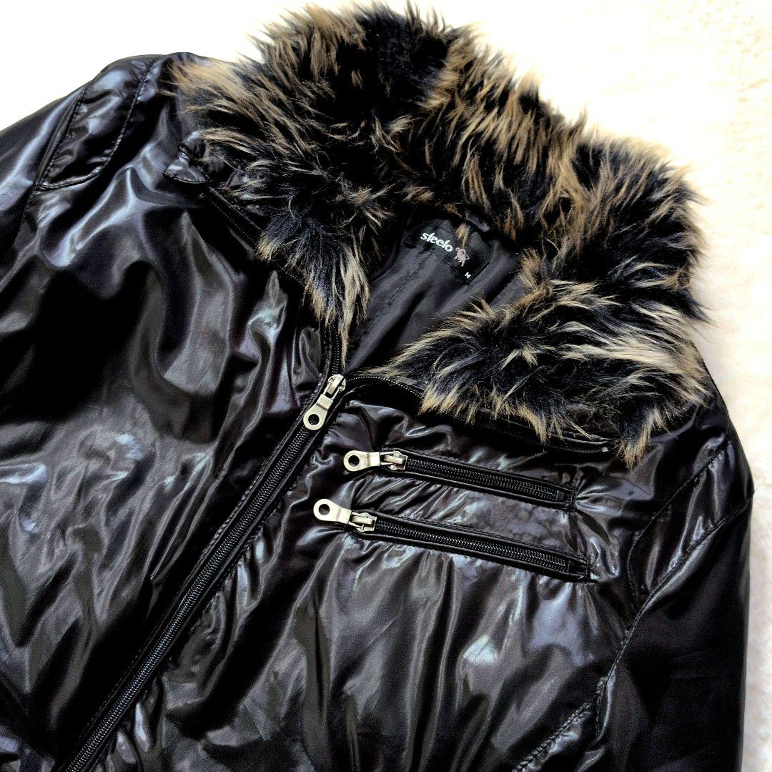 Y2K opium dark core 鬼ファー zip 中綿ジャケット 光沢