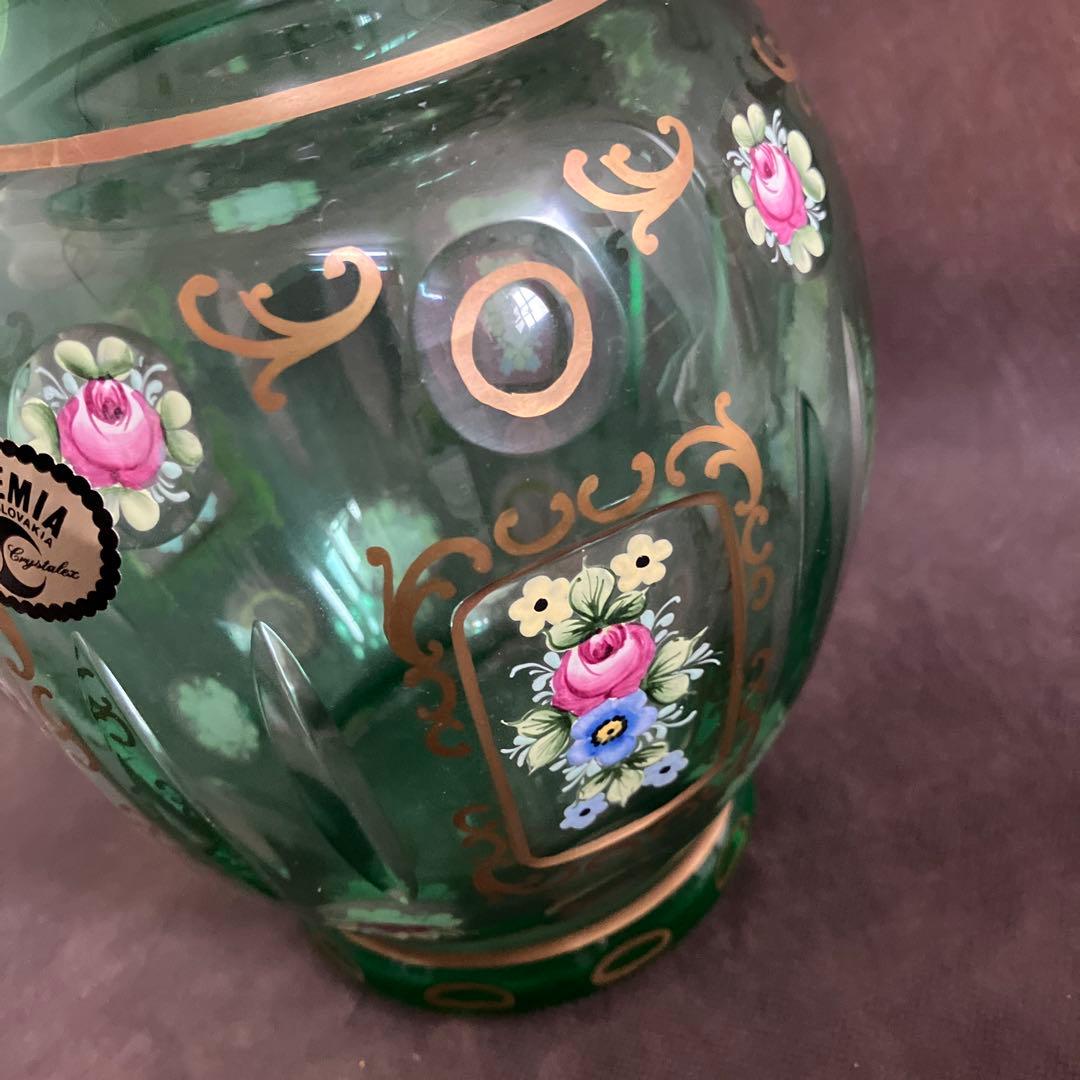 エナメル彩 ボヘミアガラス花瓶21cm29176