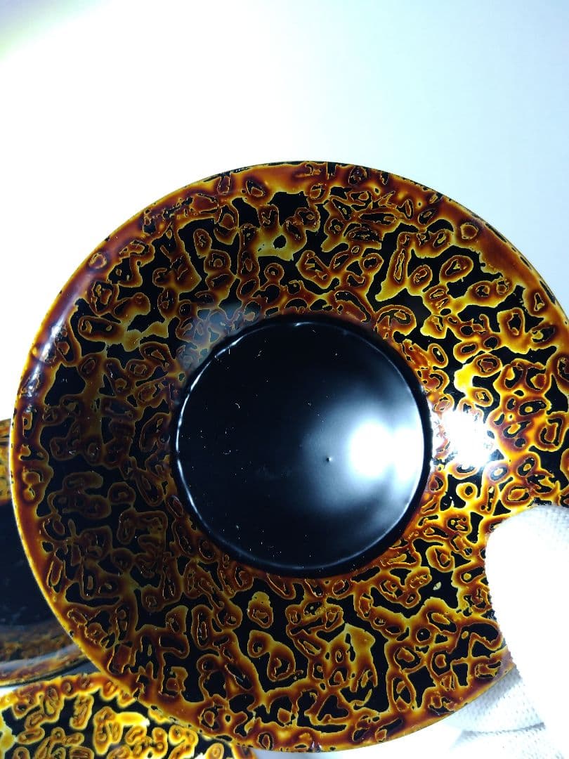 昭和レトロ　5個　会津塗　金虫喰塗　国産漆器　折笠漆器店　約9×2㎝