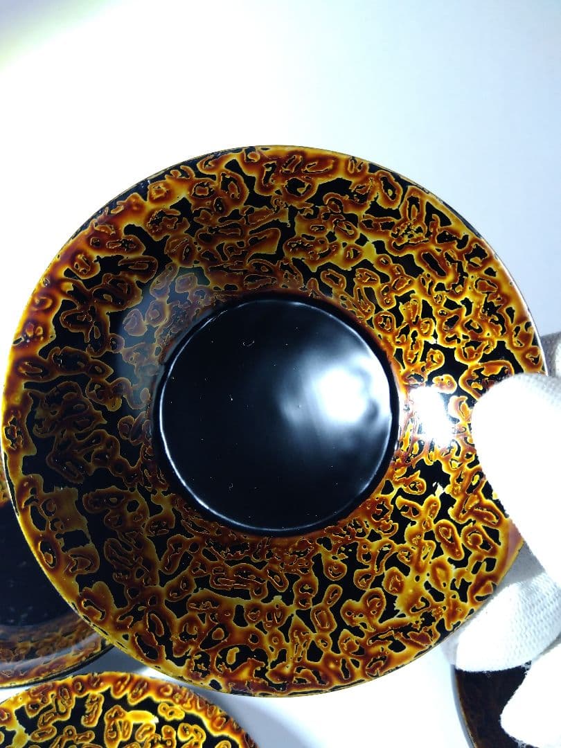 昭和レトロ　5個　会津塗　金虫喰塗　国産漆器　折笠漆器店　約9×2㎝