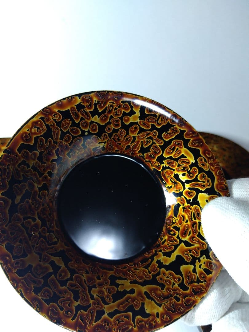 昭和レトロ　5個　会津塗　金虫喰塗　国産漆器　折笠漆器店　約9×2㎝