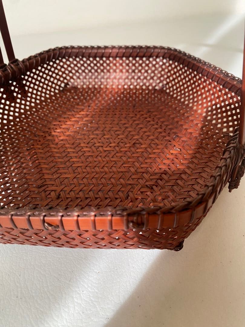 京都　祇園　西河　手付き竹籠