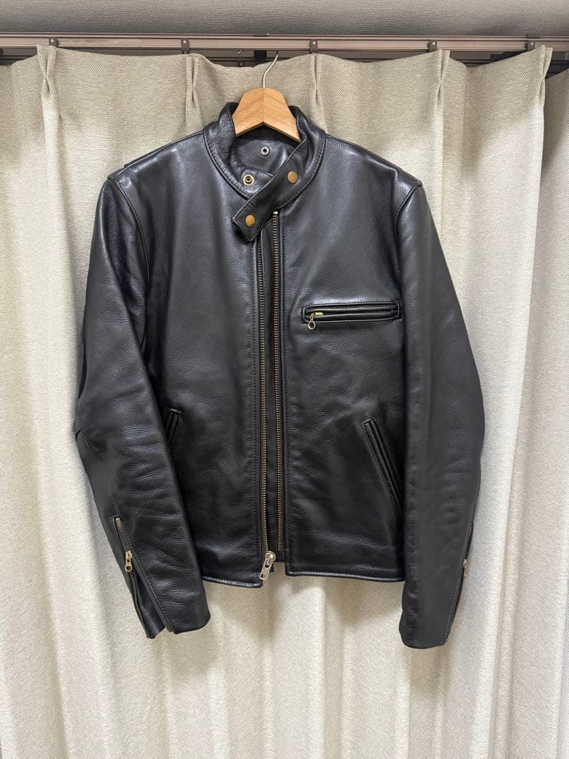 vanson ブラック シングルライダースジャケット 36