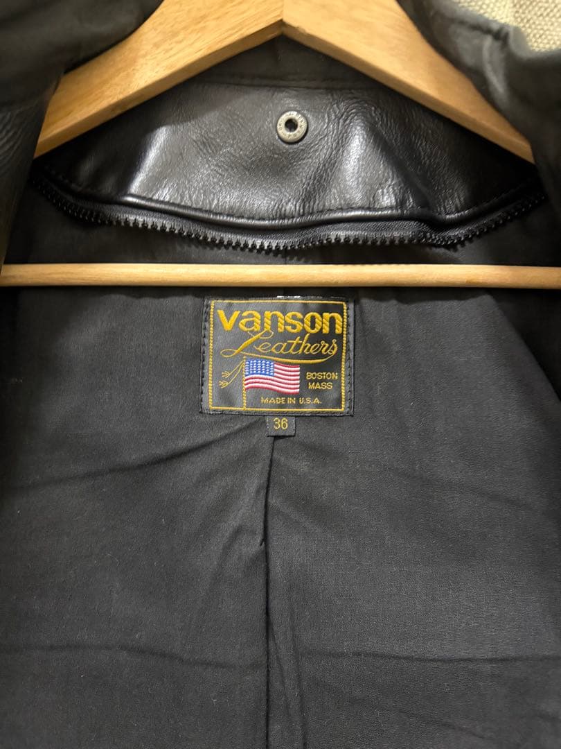 vanson ブラック シングルライダースジャケット 36