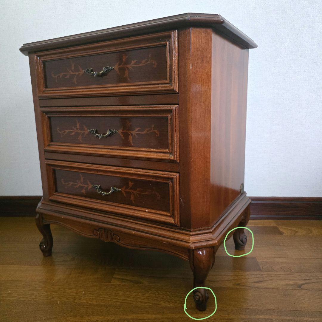 アッティカ　チェスト　三段　イタリア　象嵌　家具　猫足