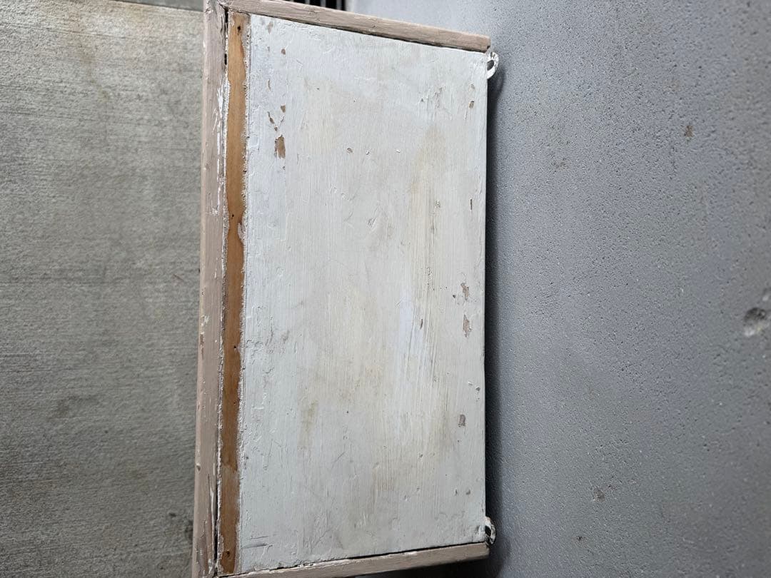 フランス　アンティーク　ガラスキャビネット　吊り棚　シャビー