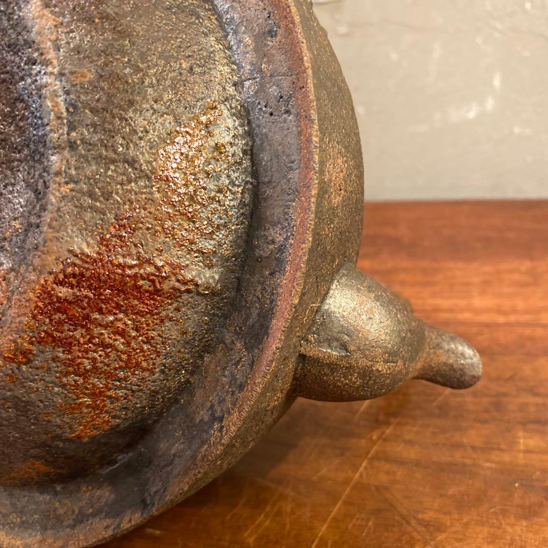 時代物 鉄瓶 梅柄 彫刻 鋳物 南部鉄器 骨董品 急須 古美術品