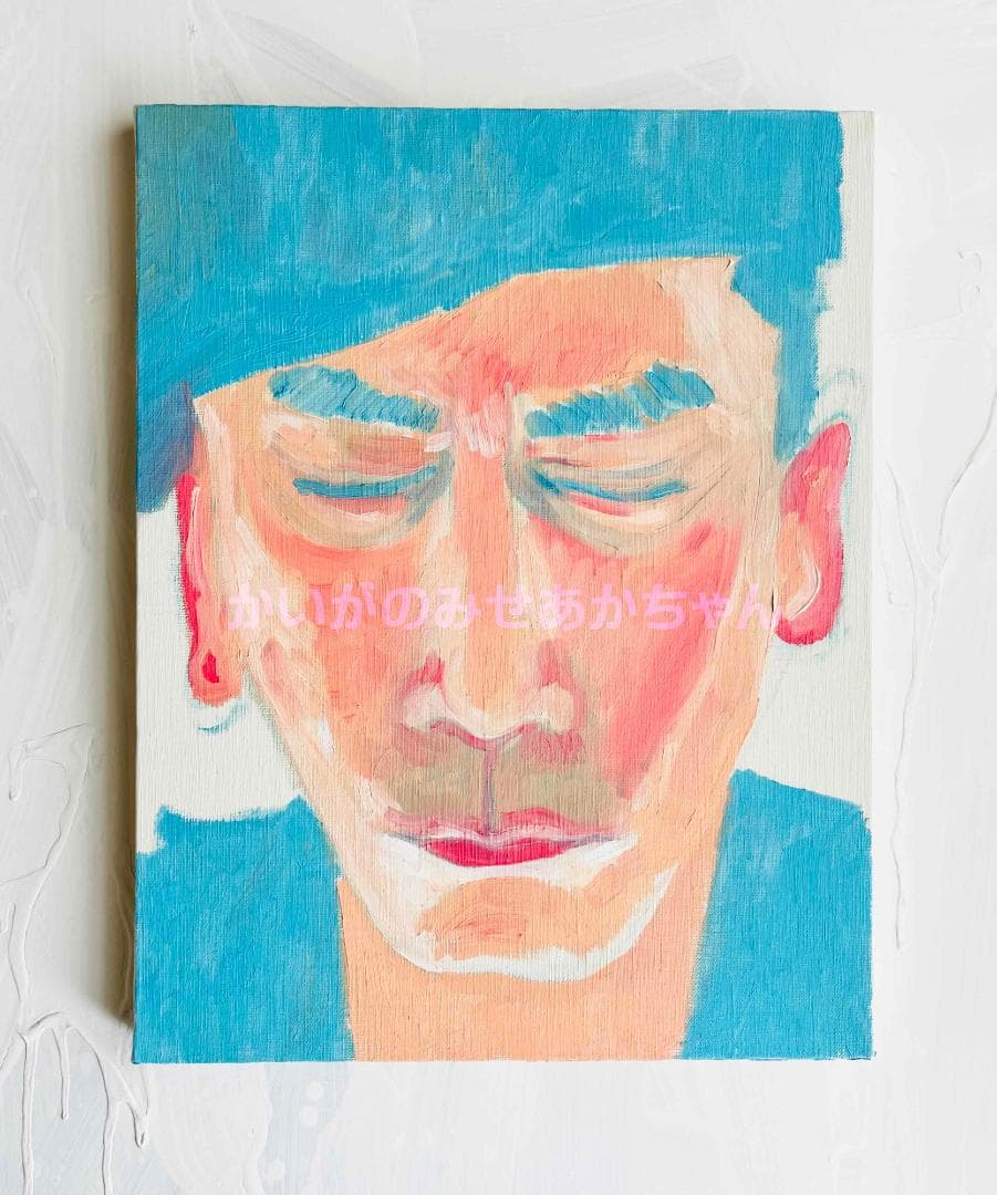 32×41㎝「キスを待つ男」F6・油彩・原画