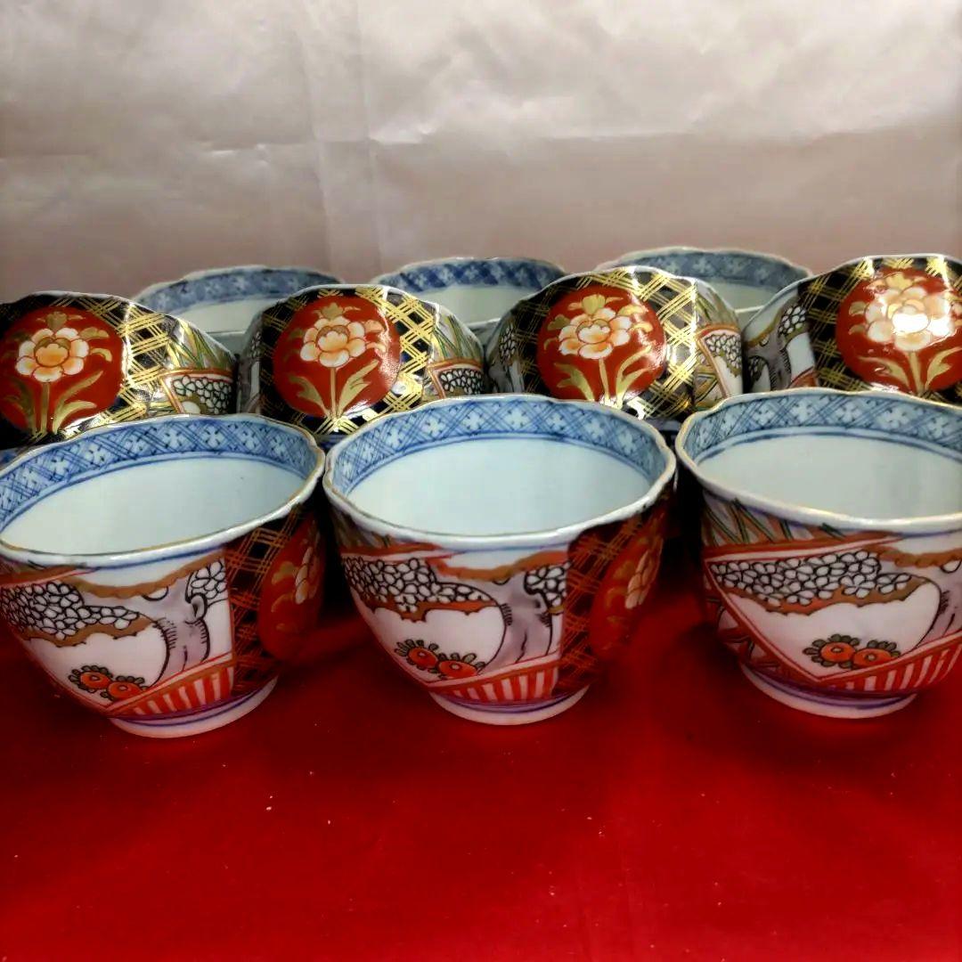 有田焼　伊万里焼　古伊万里　金彩　色絵　向付　蕎麦猪口　湯呑み　10客セット　②