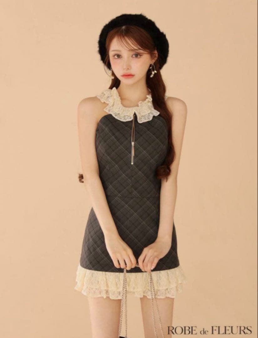 ROBE de FLEURS チェック柄タイトドレス