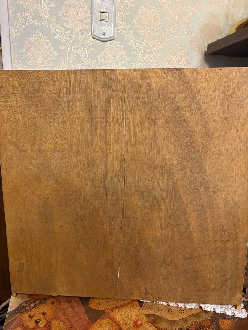 木製　アンティーク風ガラスフタ付きキャビネット