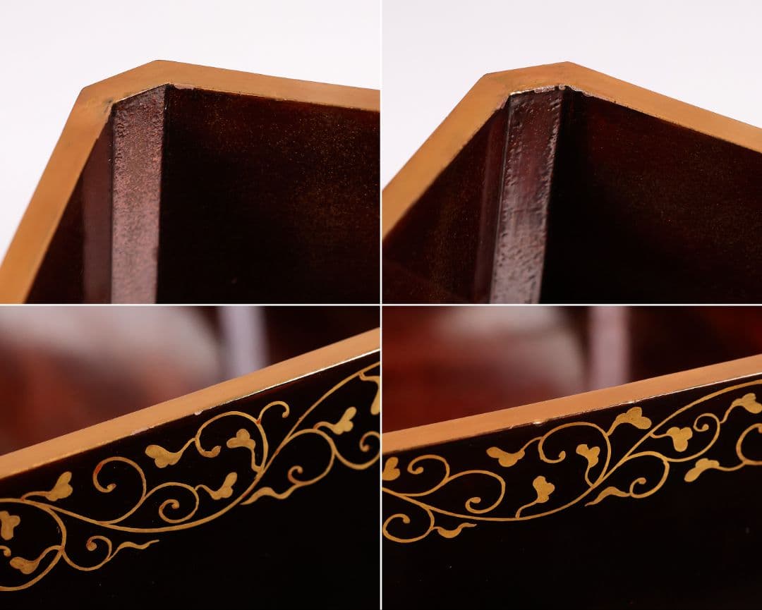 【MA699】加賀蒔絵 饅羹重 内梨地 花車 金蒔絵 木製漆器 饅頭箱 菓子器