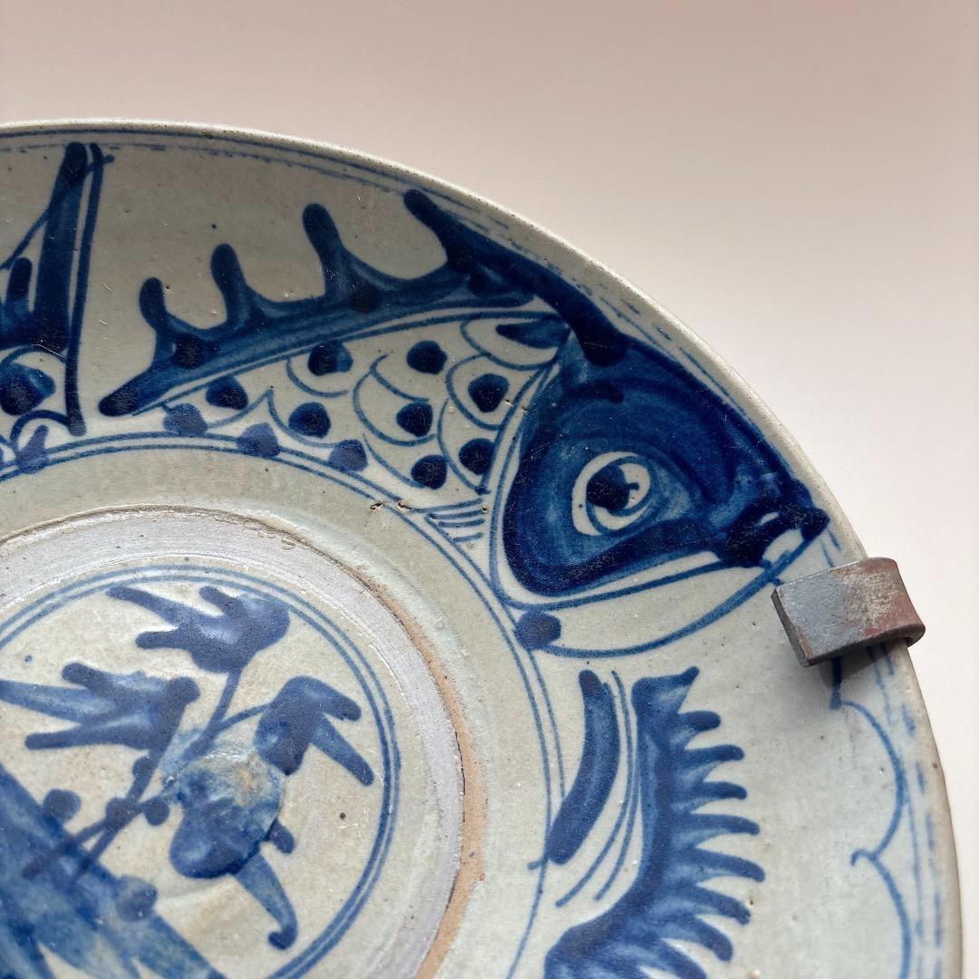 昭和レトロ　当時物　染付　呉須　魚紋　器　皿　蔵出し　骨董　雑器　古美術