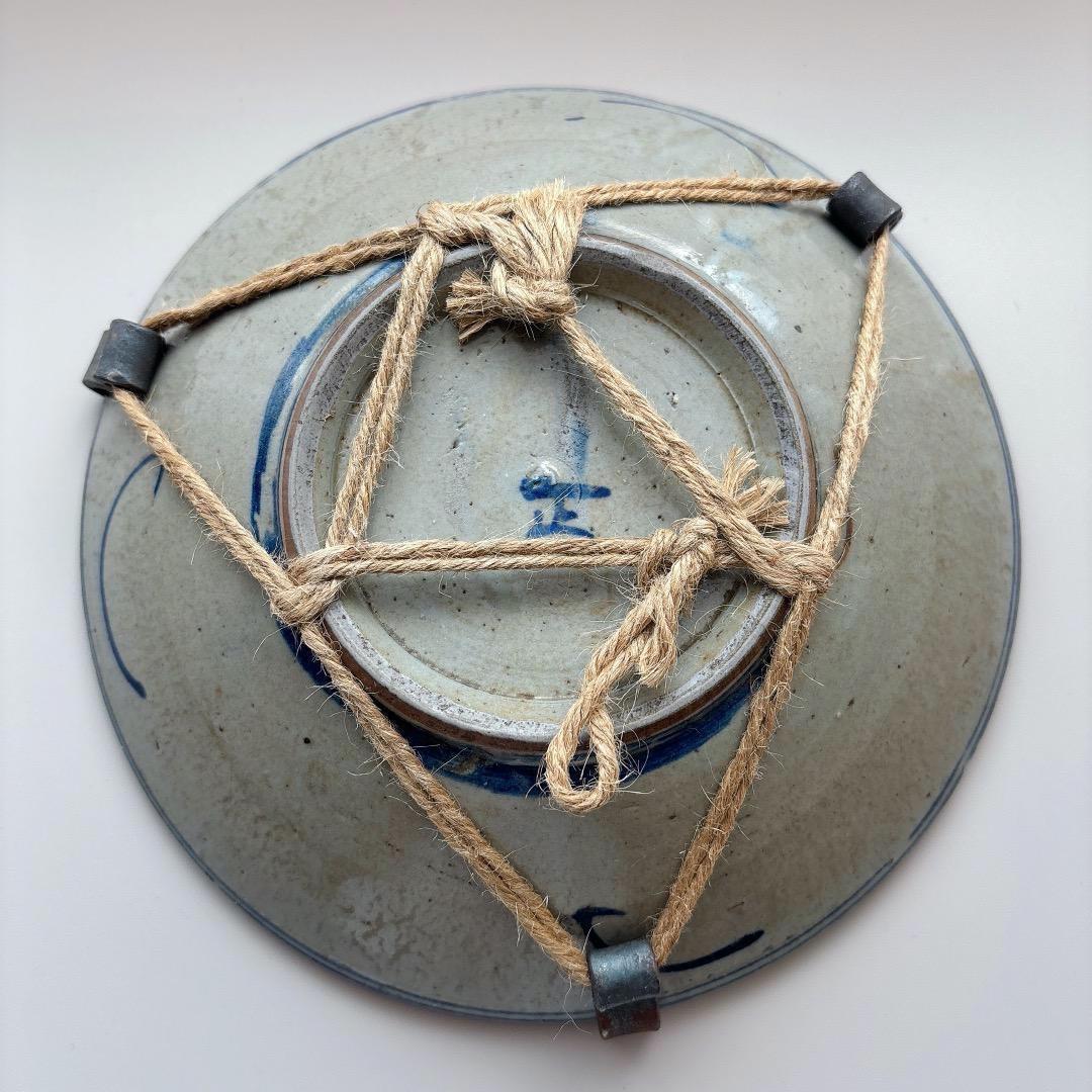 昭和レトロ　当時物　染付　呉須　魚紋　器　皿　蔵出し　骨董　雑器　古美術