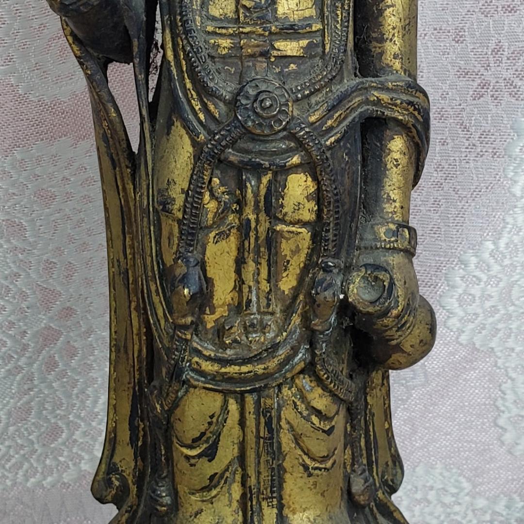 【百済仏】◆百済金銅観音菩薩立像 高:37cm 仏像◆検）高麗仏 新羅仏 白鳳仏