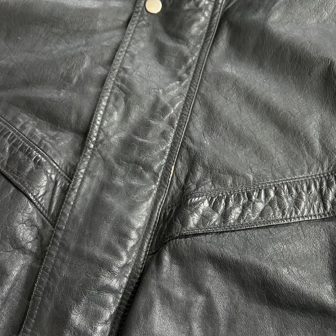 80s OLD レザージャケット ドリズラー スウィングトップ 短丈 古着 黒
