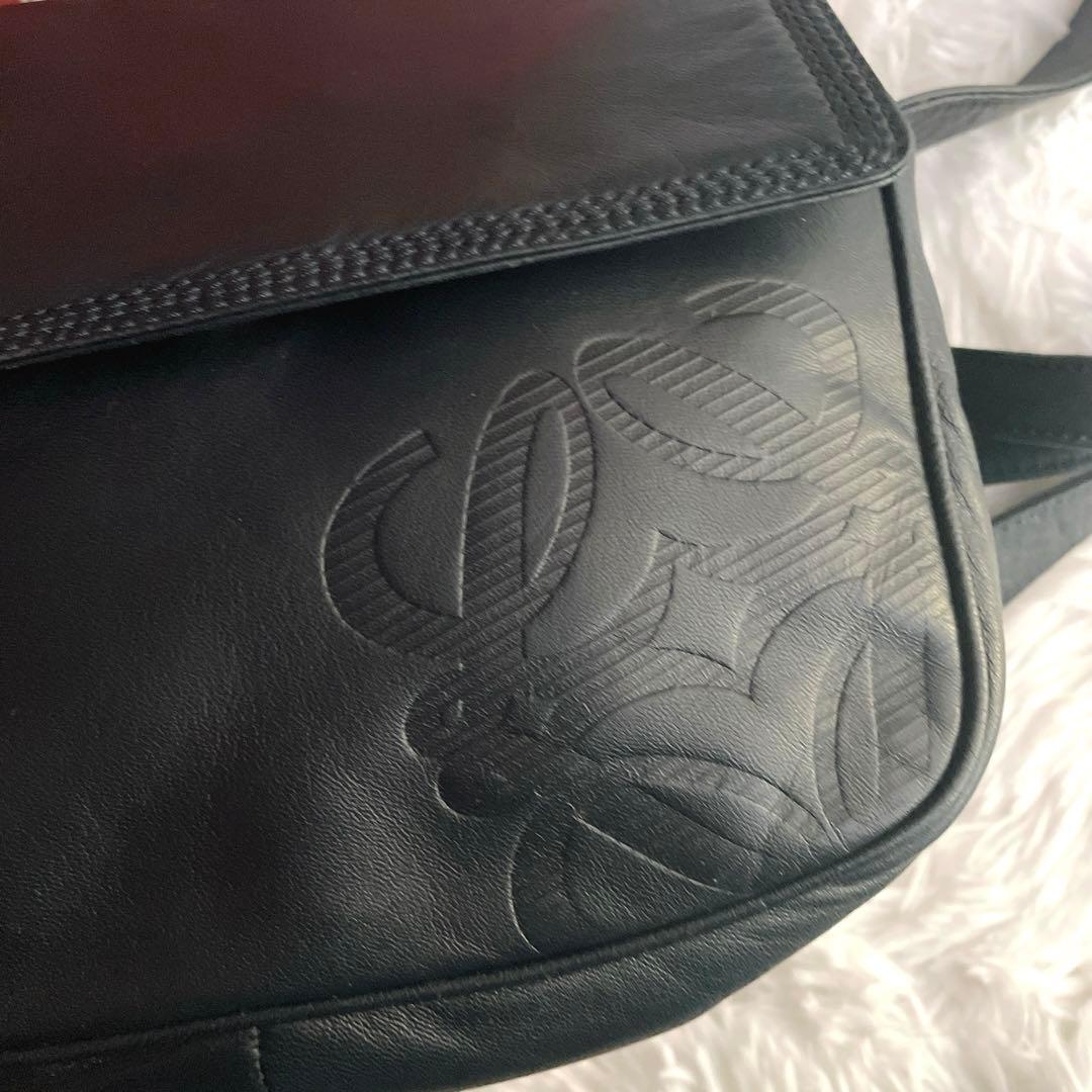 希少⭐︎LOEWE ネイビー アナグラム ナッパレザー 本革 ショルダーバッグ