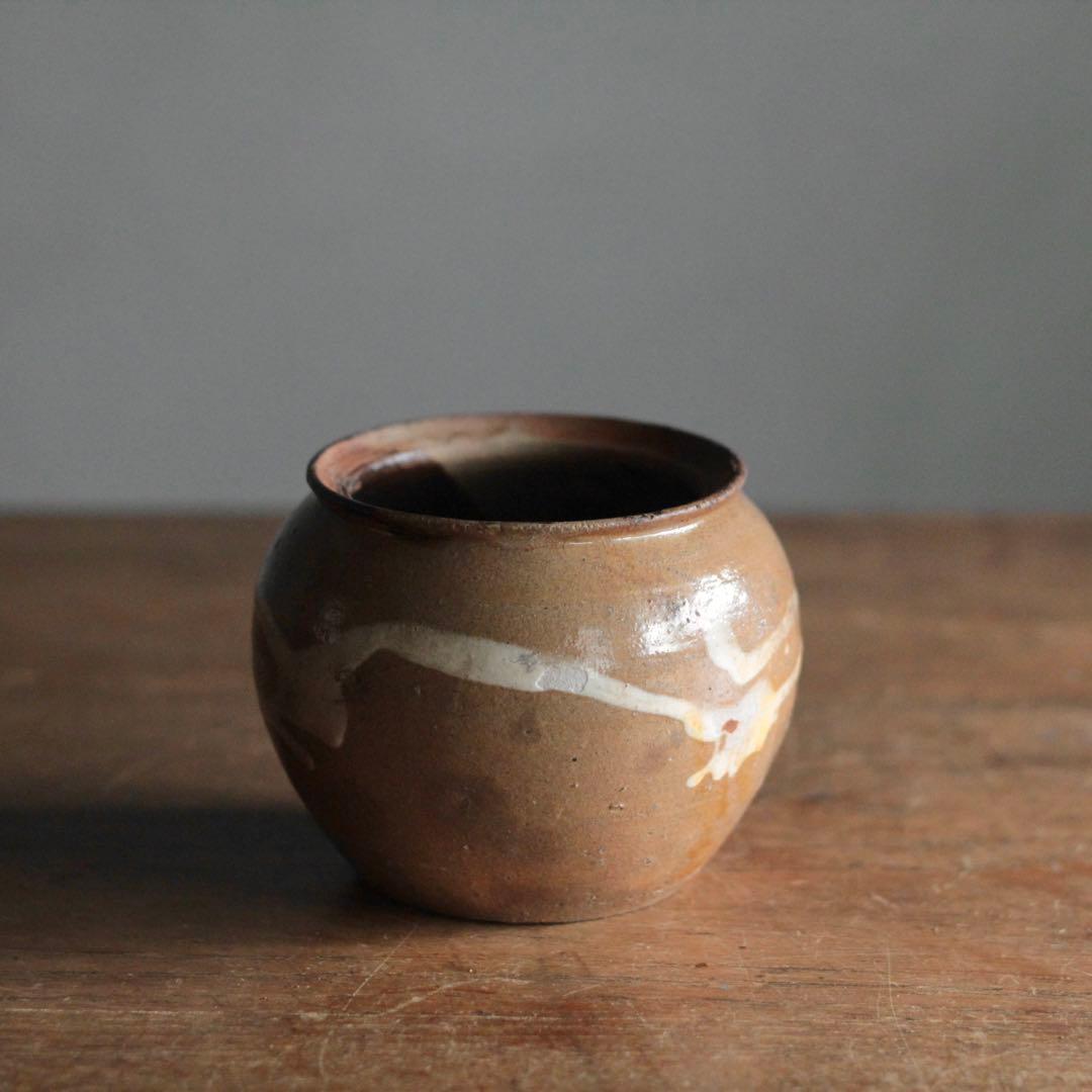 丹波 白化粧土流し 小壺 茶碗 古美術 古道具 アンティーク 古丹波