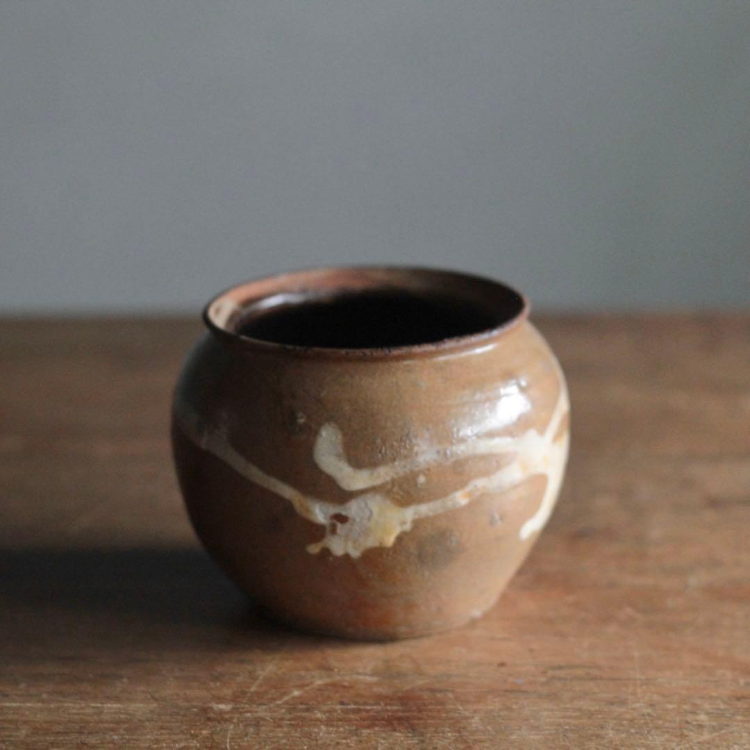 丹波 白化粧土流し 小壺 茶碗 古美術 古道具 アンティーク 古丹波