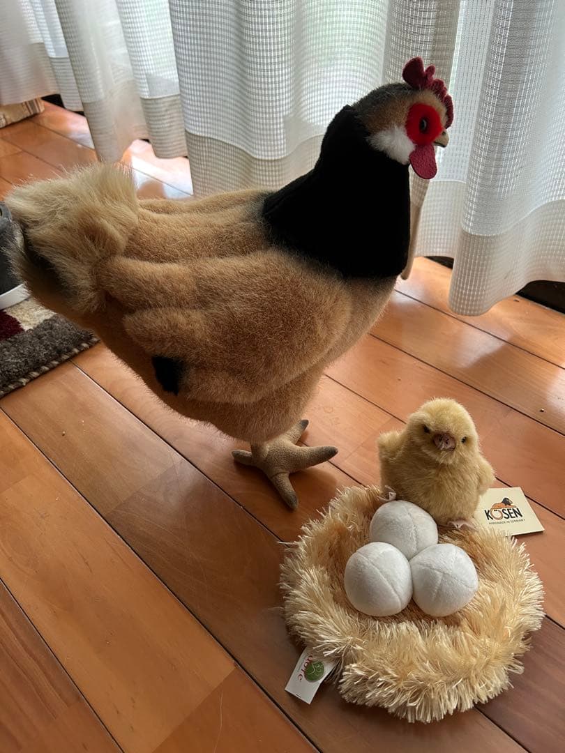 ケーセン、雌鶏、ひよこ＋ファンシー系巣のぬいぐるみ