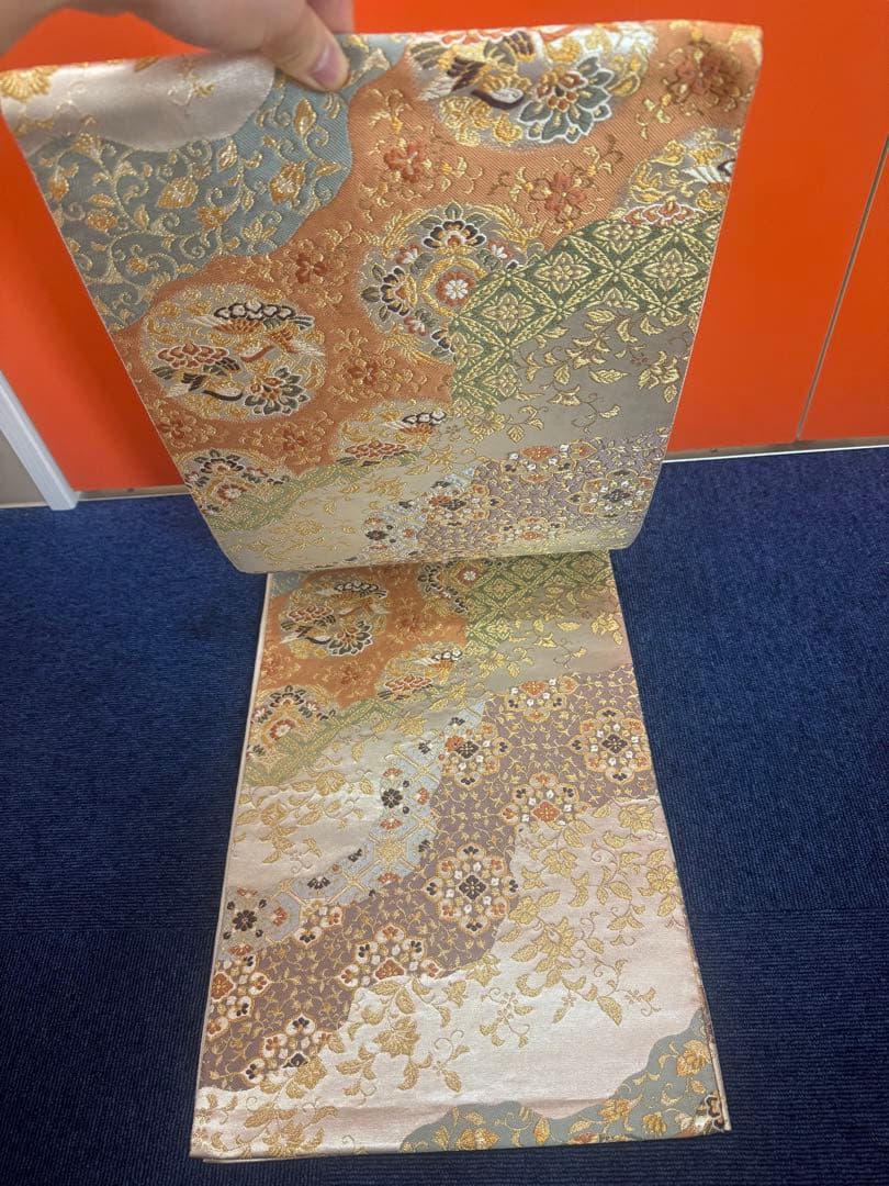 2658袋帯 古代彫金紋 西陣織 金糸　高級上質上品　約440cm 未使用