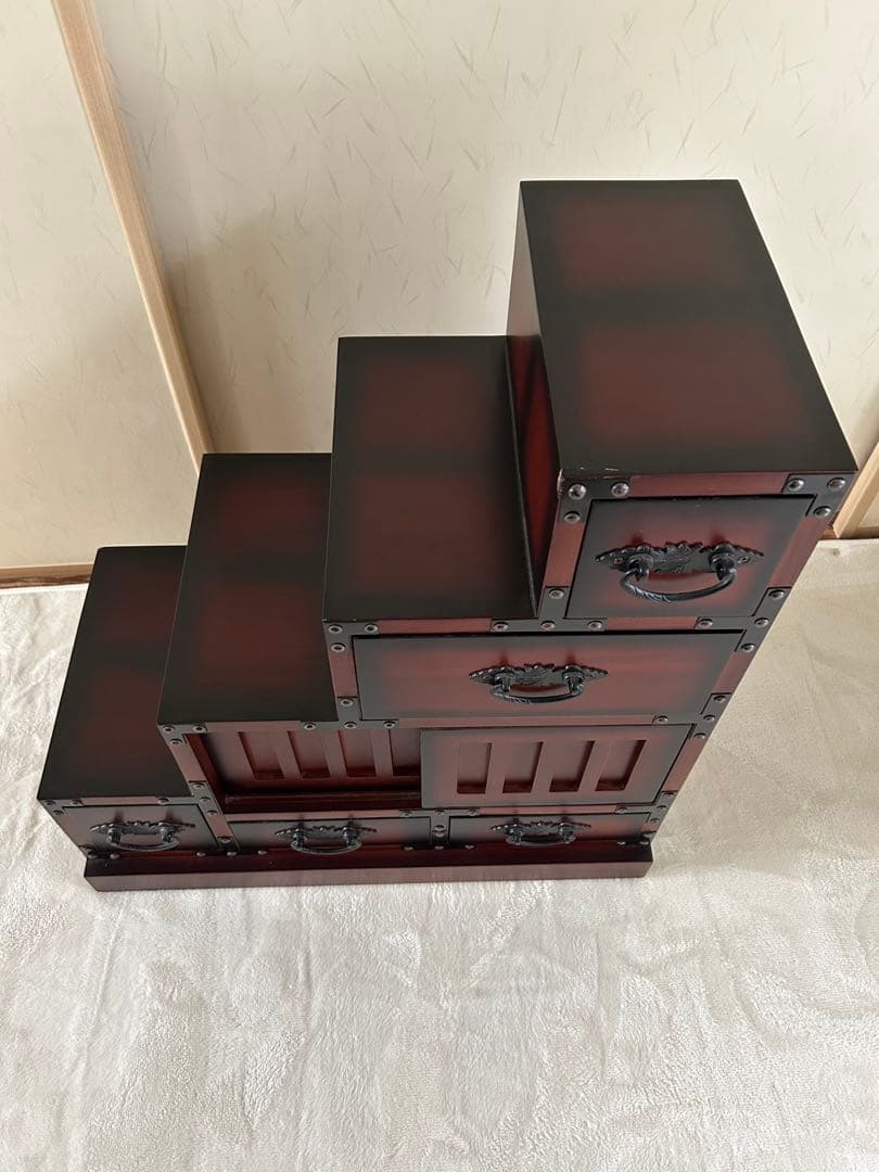 ★送料込み★木製階段型収納タンス　和たんす　和風たんす