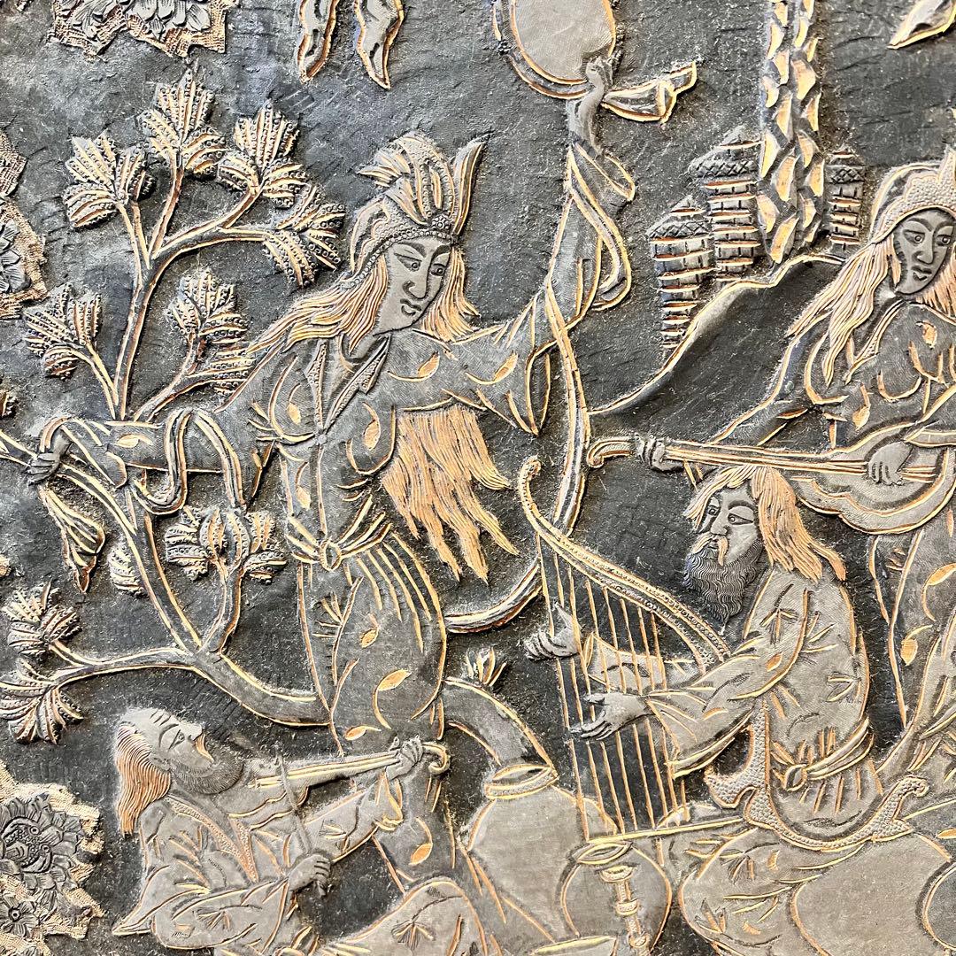 ペルシャ　アンティーク　トレイ　銅製　　壁掛　インテリア　銅板　希少